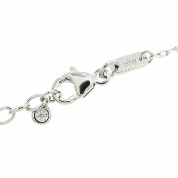 GUCCI Pave Diamond Interlocking G Necklace 16" 18k White Gold Auth - Picture 4 of 7